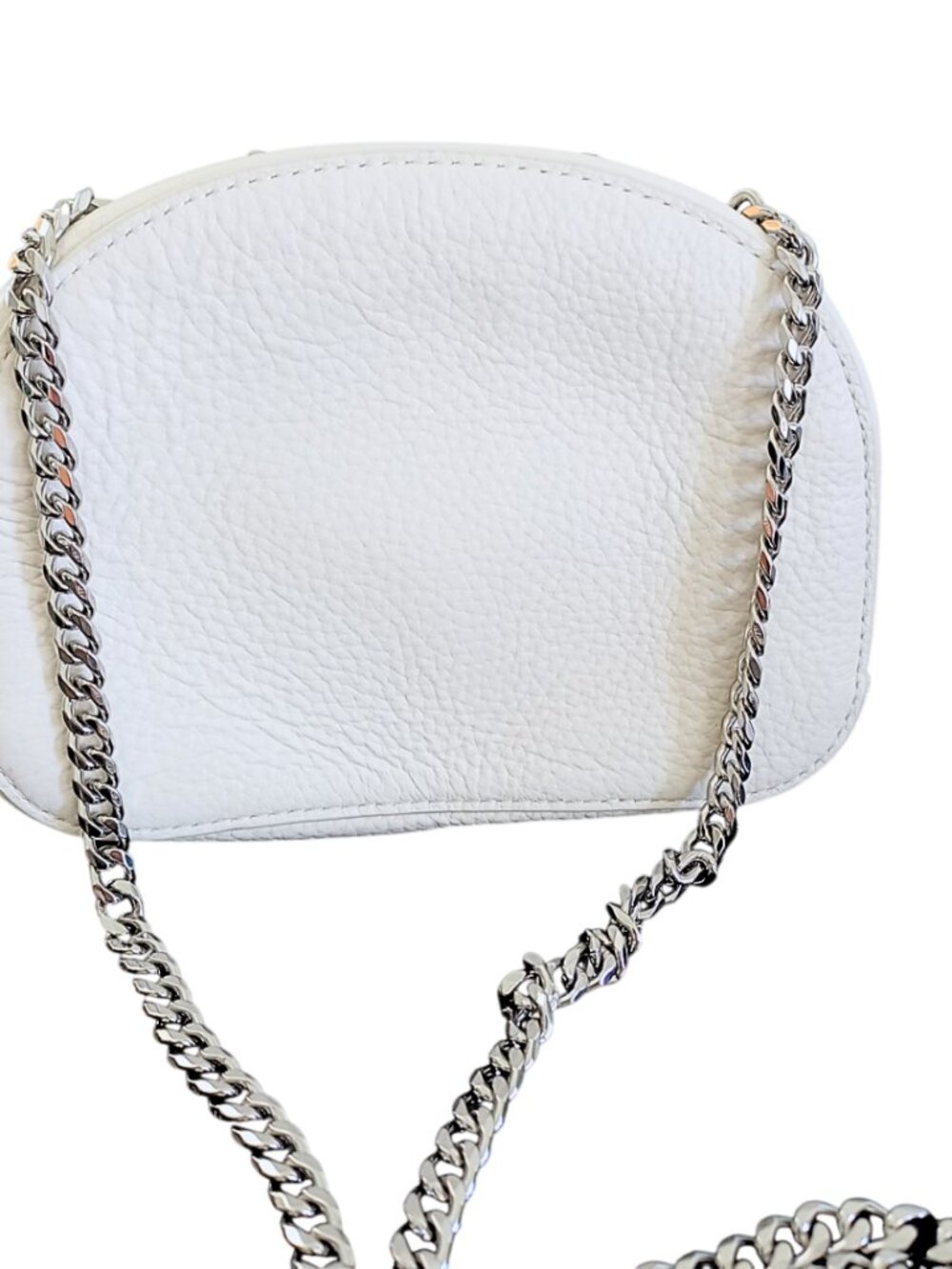 Lacoste NWT White Croco Crew Grained Leather Zip Crossbody Bag - Silver Chain - Picture 5 of 15